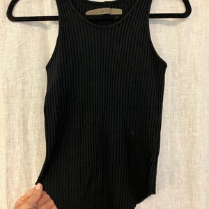 Enza Costa Black Ribbed Tank Top